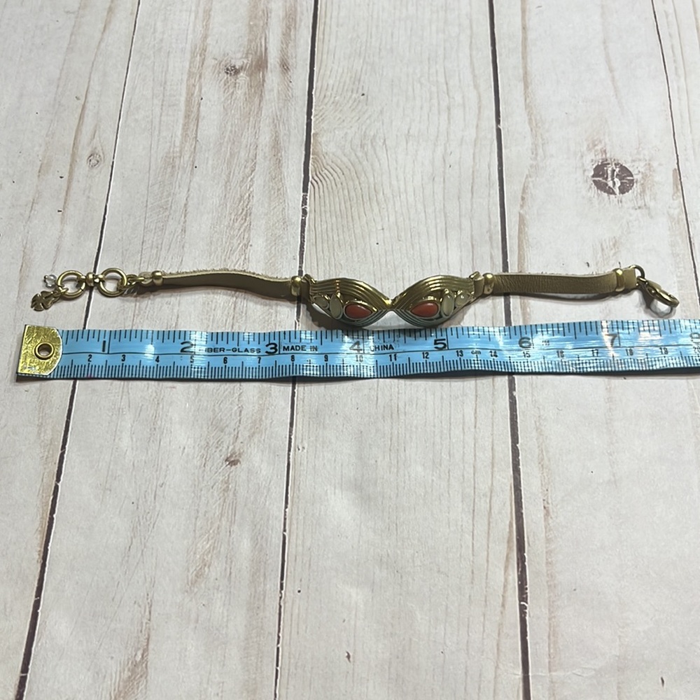 Lucky Brand Leather and Stone Bracelet with Gold toned clasp - Picture 5 of 5